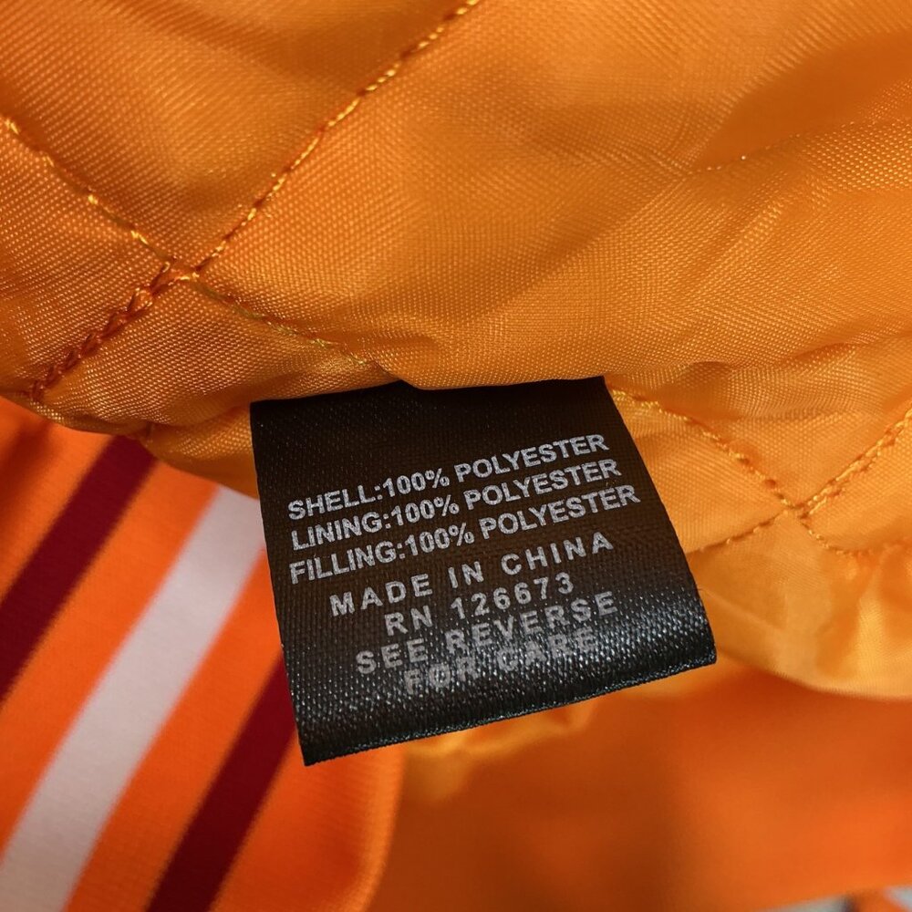 Tampa Bay Buccaneers NFL Ultra Game Mens Size Large Orange Satin Bomber Jacket - Picture 5 of 9